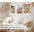 thumbnail image 5 of Induslyfe Large Framed Retro Vintage Wall Art Canvas Decor Set of 3, Matisse Wall Art Prints Poster Modern Art, Sage Green Aesthetic Floral Botanical wall art, bedroom living room bathroom 18x24, 5 of 6