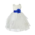 thumbnail image 2 of Ekidsbridal Girl Ceremonial Flower Girl Dress - Knee Length Ivory Organza with Tiebow 4613T-A (Size: S-12), 2 of 3