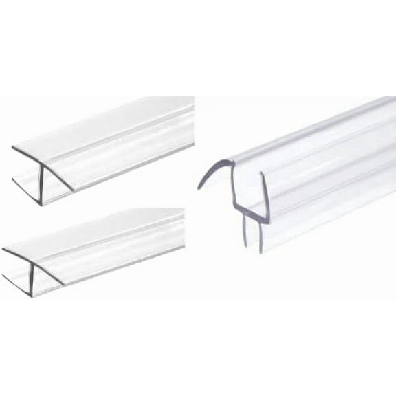CBW 3 Pack Frameless Shower Door Seal Strips, Weather Stripping Seal Sweep with Drip Rail, 40"Length J 2PCS x 40" Length H-Type (1/2" Glass)