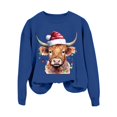 thumbnail image 4 of EHQJNJ Chandail en Molleton pour Femmes Col Rond Graphique Manches Longues Décontracté Noël Vache Western Imprimé Chandail en Molleton Col Rond Femmes Graphique Surdimensionné Chandail en Molleton pour Femmes Rouge Marron, 4 of 4