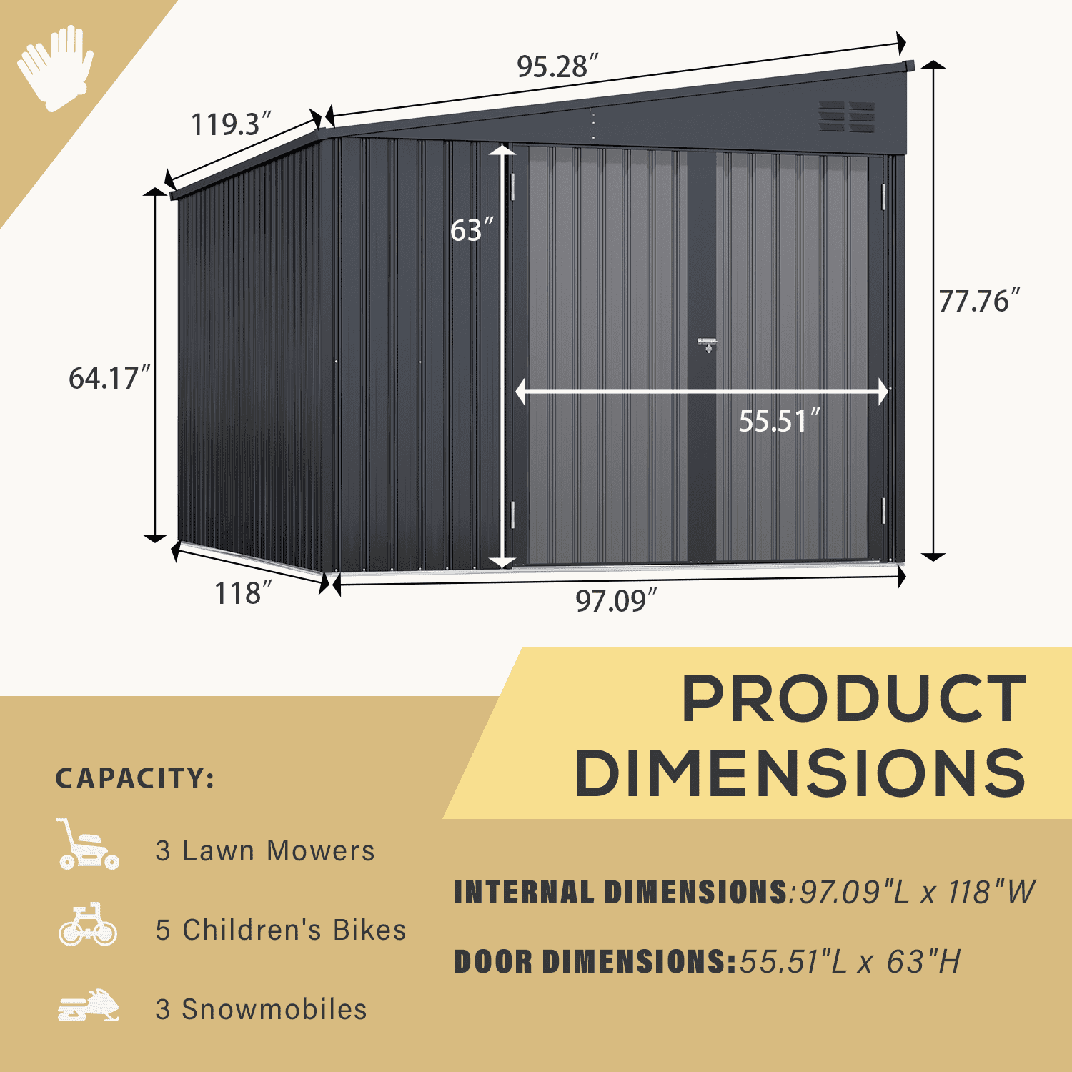 YODOLLA, Outdoor Metal Storage Shed, 8' x 10', Gray - Walmart.com
