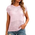 thumbnail image 4 of Miluxas Womens Summer Tank Tops Crochet Hollow Out Round Neck Pullover Tops Lightweight Loose Sleeveless Sweater Shirts Beach Cover Ups Pink, 4 of 4
