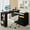Black, variant on Advwin 53" Rotating L-Shaped Computer Desk with LED Light, Storage Cabinet, Drawer & Shelves, Modern Study Writing Table, Home Office Bedroom Workstation for Small Space, Black