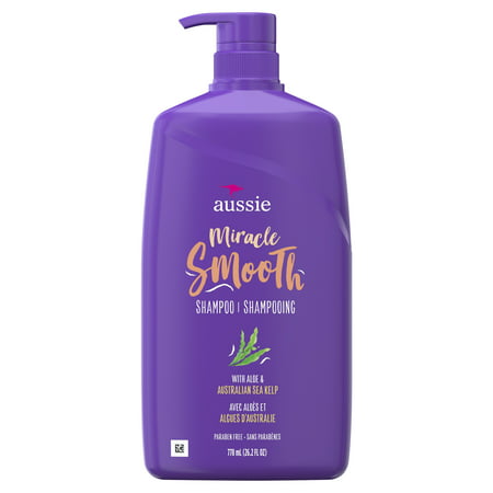 Aussie Paraben-Free Miracle Smooth Shampoo w/ Aloe & Kelp For Frizzy Hair, 26.2 fl