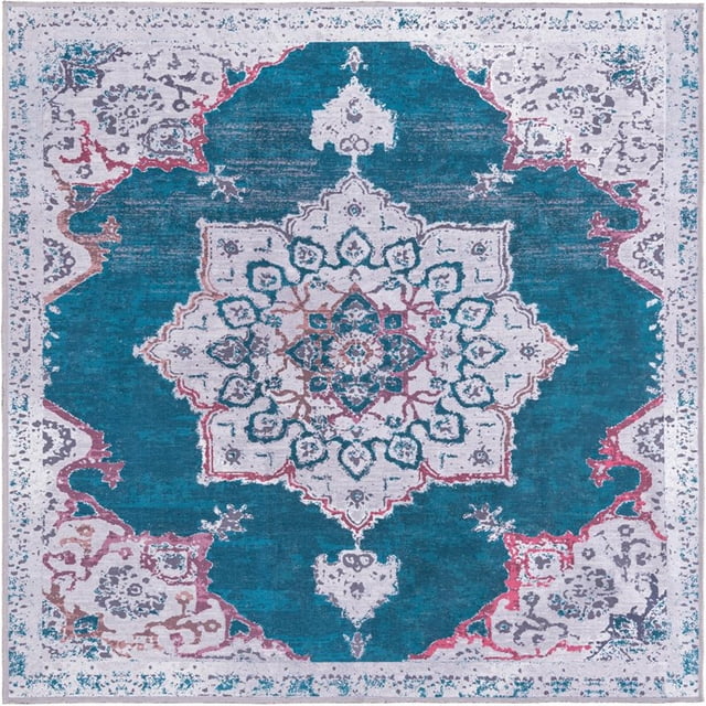 Unique Loom Tapis Médaillon Renaissance 7' 3 x 7' 3 Sarcelle Carrée/ivoire