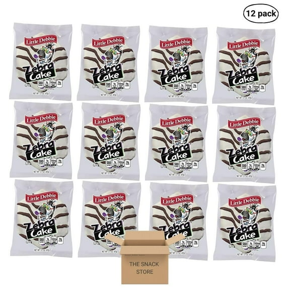 The Snack Store Bundle Little Debbie Zebra Cake, 3.1 oz, 2 Boxes of 6 Count, 12 Total Cakes!