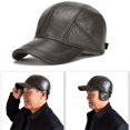 thumbnail image 2 of POINTERTECK Men Winter Warm Baseball Cap Genuine Leather Adjustable Hat with Ear Flaps New, 2 of 9