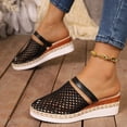 thumbnail image 6 of CYMMPU Women's Hollow Mesh Mule Wedge Sandals, Breathable Closed Toe Espadrille Platform Slip On Shoes, Spring Summer Casual Walking Footwear Black 38, 6 of 9