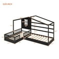 thumbnail image 4 of Newest Wood House Bed Twin Size, 2 Twin Solid Bed L structure with fence and slatted frame, Espresso, 4 of 10