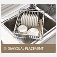 thumbnail image 6 of Stainless Steel Dish Drying Rack, Expandable Over The Sink Drainer Basket, Kitchen Organizer with Multi-Layer Storage for Dishes and Utensils, 6 of 12