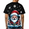thumbnail image 4 of Men's Christmas T Shirt, 3D All Over Print Santa Claus Graphic Tee, Funny Holiday Short Sleeve Crew Neck Top for Men, Soft Stretchy 88% Polyester 12% Spandex, S-4XL, 4 of 7