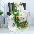 thumbnail image 4 of Letter L Soft Flannel Fleece Throw Blanket, Alphabet Capital L Design Daisies Wildflowers Other Plant Life Animal Fun, Cozy Plush for Indoor and Outdoor Use, 50" x 70", Green Multicolor, by Ambesonne, 4 of 5