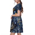 thumbnail image 2 of Haiem Mystical Underwater Coral Scene Pattern Women's Short-Sleeve Scoop Neck Swing Dress, 2 of 6