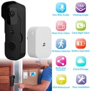 Wireless Smart Video Doorbell Camera 1080P, 155° Wide Angle Two-Way Audio Motion Detection IP54 Waterproof, 90 Days Standby with Chime, Night Vision Free 1-Month Cloud Storage