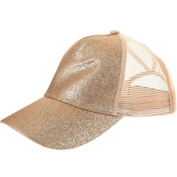landege 1PC Glitter Solid Color Hat Fashion Baseball Simple Headwear Summer Sun Hat for Women Girls Ladies (Golden)