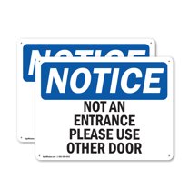 (2 Pack) Not An Entrance Please Use Other Door OSHA Notice Sign 24 Inch X 18 Inch Indoor / Outdoor Rust-Free Aluminum Metal Signs for Workplace, Workshop, and Construction Site, Made in