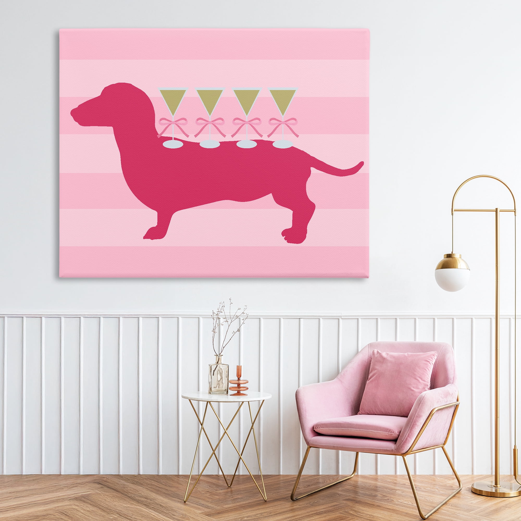Stupell Industries Pink Dachshund With Martinis Canvas Wall Art, design by Lil' Rue