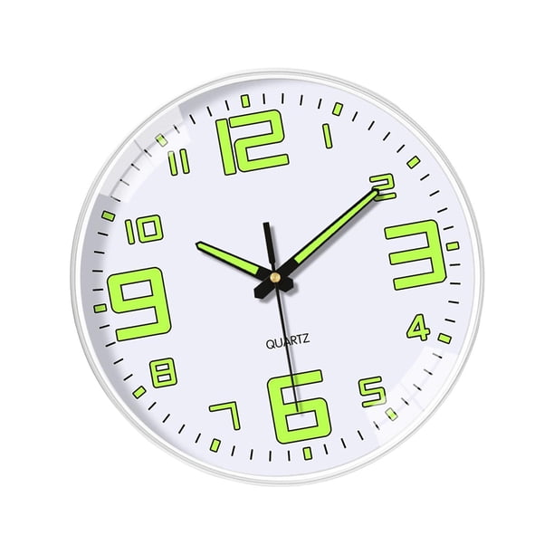 Reloj de pared decorativo con movimiento de barrido silencioso único, reloj colgante, adorno para comedor interior y sala de estar Grandes números blancos
