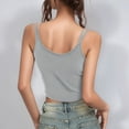 thumbnail image 2 of Women Tank Tops Scoop Neck Cute Ribbed Racerback Tops Low Cut Basic Athletic Clothes Grey M, 2 of 4