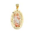 thumbnail image 2 of Wellingsale 14k 3 Tri Color White Yellow and Rose Gold San Judas Pendant (Size : 34 x 17 mm), 2 of 4