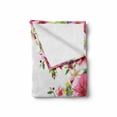 thumbnail image 2 of Watercolor Flower Soft Flannel Fleece Throw Blanket, Fresh Curly Willow and Dahlia Floral Summer Buds Hand Drawn Print, Cozy Plush for Indoor and Outdoor Use, 50" x 60", Green and Pink, by Ambesonne, 2 of 6