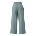 thumbnail image 3 of MELDVDIB Womens Linen Pants Drawstring Elastic High Waist Wide Leg Pants Casual Loose Work Pants Lounge Trousers, 3 of 6