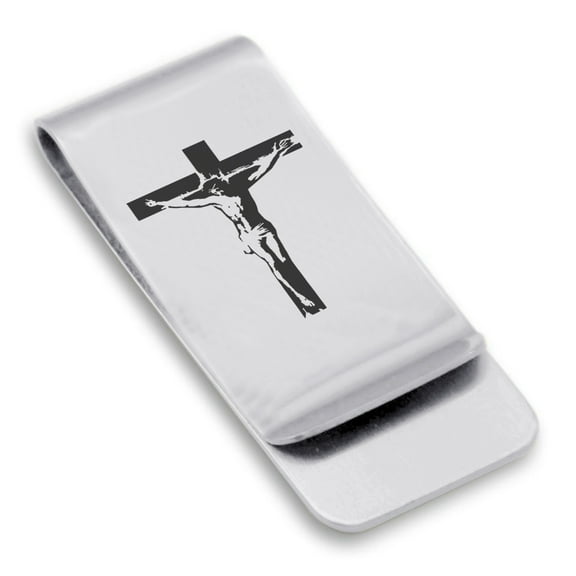 Stainless Steel Religious Cross Crucifix Classic Slim Money Clip Credit Card Holder