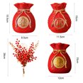 thumbnail image 6 of Riguas Lucky Bag Ornament Chinese Style Fu Character Red Berries Bouquet Flat Bottom Bring Luck Fortune Resin Crafts Copper Cash Money Drawstring Bag Decoration for Living Room, 6 of 8