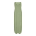 thumbnail image 3 of Ecqkame Women's Summer Maxi Dress Casual Round Neck Short Sleeved Vacation Sundress Solid Color Beach Dresses with Pockets 01-Green S, 3 of 4