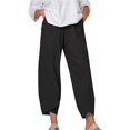 thumbnail image 1 of Coloody Pantalon Boho Ample Court Harem pour Femmes Grande Taille avec Poches, Lin, 1 of 6