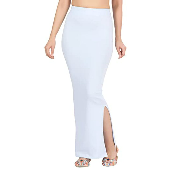 SAI DECORATIVE Women's Lycra Pure Cotton Stretchable Saree Shape wear  Petticoat Color:- White & Size:-XL