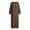 Brown, variant on Tqcoqu Cotton Blend Casual Beach Vacation Long Tunic Dress for Women,Loose Side Slit Lightweight Long Sleeve Linen Maxi Dress