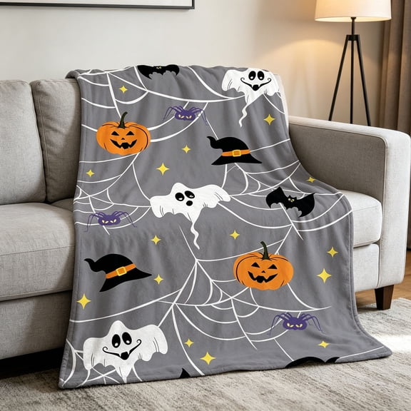 YHAICO Halloween Throw Blanket 100x150cm - Soft Plush Fleece for Sofa, Cozy Flannel Nap Blanket for Women, Warm Decorative Blanket