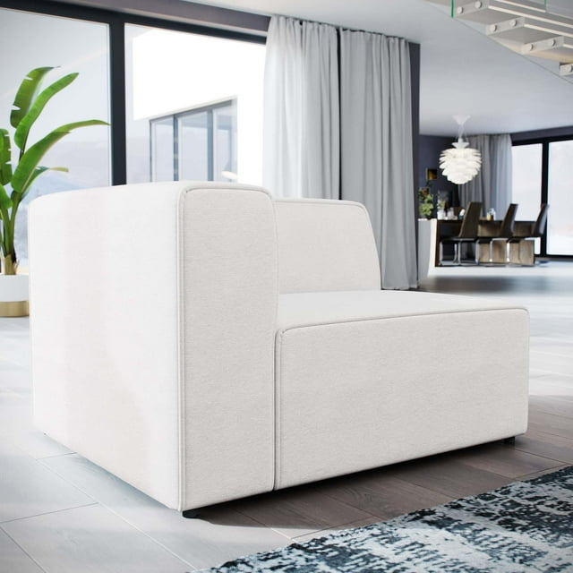 Modway Mingle Modern Style Polyester Fabric Left-Facing Sofa Chair in White