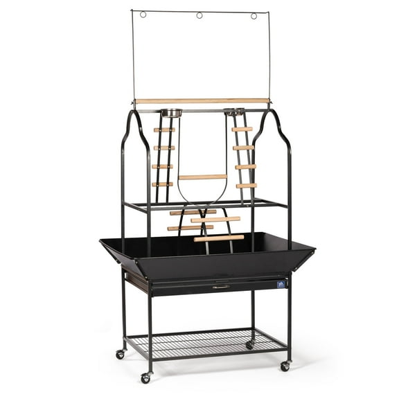 Prevue Pet Products 3180BLK Black Hammertone Metal Parrot Playstand, Large, 30 Inch Length x 22 Inch Width x 73-1/2 Inch Height