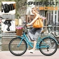thumbnail image 4 of MOONCOOL 7 Speed Beach Cruiser Bike for Adults, 24 26 inch Womens Bike Commute Bicycle, Cruiser Bike with Basket & Rack, Retro Step Through City Bikes w/ Lock, 4 of 13