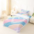 thumbnail image 3 of Manfei Watercolor Rainbow Twin Sheets, Oil Printing Lines Bedding, Pink Blue, 3-Piece, 1 Flat Sheet, 1 Fitted Sheet and 1 Pillowcase, 3 of 6