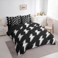thumbnail image 2 of Manfei Cartoon Lightning Boys Twin Bedding Sets 7-Piece, Black White Bedding Comforter Set, Stripes Geometric Reversible Sheet Sets, Super Cozy Room Decor, 2 of 4