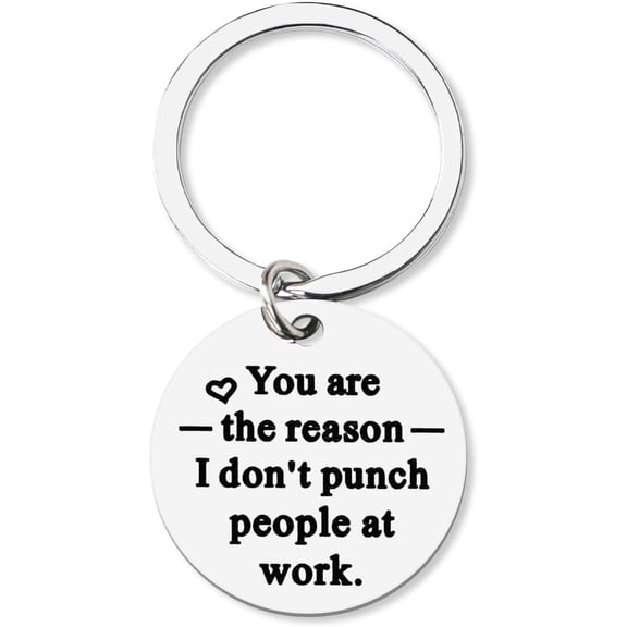 Funny Keychain Gifts for Coworker Friend Leaving Gifts for Women Men Boss Appreciation Gifts for Employee Going Away Gifts for Manager You Are The Reason I Don't Punch People At Work Keychain