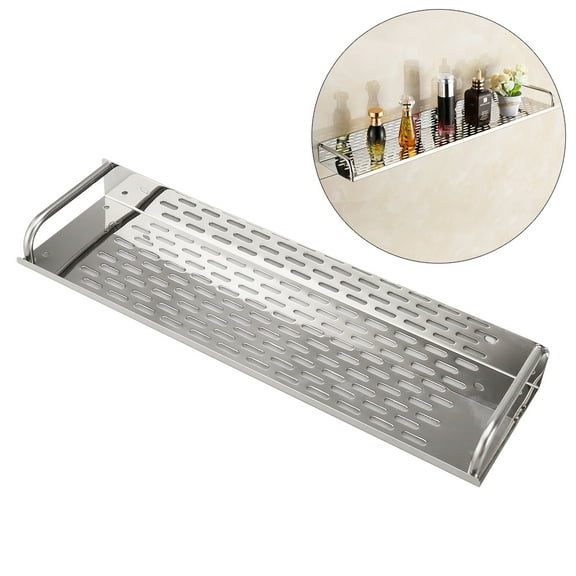 Raindrops No Drill Small Bathroom Shelf Silver Storage Rack 40Cm 15.7Inch 1Set