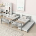 thumbnail image 4 of Harper & Bright Designs Detachable Bunk Bed Twin over Twin with Trundle, Wood Twin Size Bunk Bed Frame with Ladder and Guardrail, Separate into 2 Twin Beds, Grey, 4 of 9