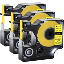 GREENCYCLE 3PK Industrial Rhino Heat Shrink Tubes Compatible for DYMO 18052 6mm 1/4" Black on Yellow Cable Label Tape