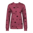 thumbnail image 3 of IROINNID Discount Sweatshirt for Women Star Print Long Sleeve Comfortable Fall Pullover Breathable Casual Fall Hoodie,Burgundy, 3 of 4