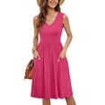 thumbnail image 3 of Womens Summer Dresses 2025 Casual Sleeveless Sundress Beach Vacation Flowy Midi Dresses with Pockets Rose Red XXL, 3 of 6
