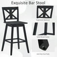 thumbnail image 4 of Costway Set of 2 Bar Stools Swivel Pub Height Chairs w/ Rubber Wood Legs Black+Gray, 4 of 8