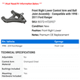 thumbnail image 2 of Front Right Lower Control Arm and Ball Joint Assembly - Compatible with 1998 - 2011 Ford Ranger 1999 2000 2001 2002 2003 2004 2005 2006 2007 2008 2009 2010, 2 of 2