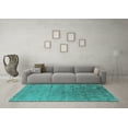 thumbnail image 3 of Ahgly Company Machine Washable Indoor Square Oriental Turquoise Blue Industrial Area Rugs, 4' Square, 3 of 4