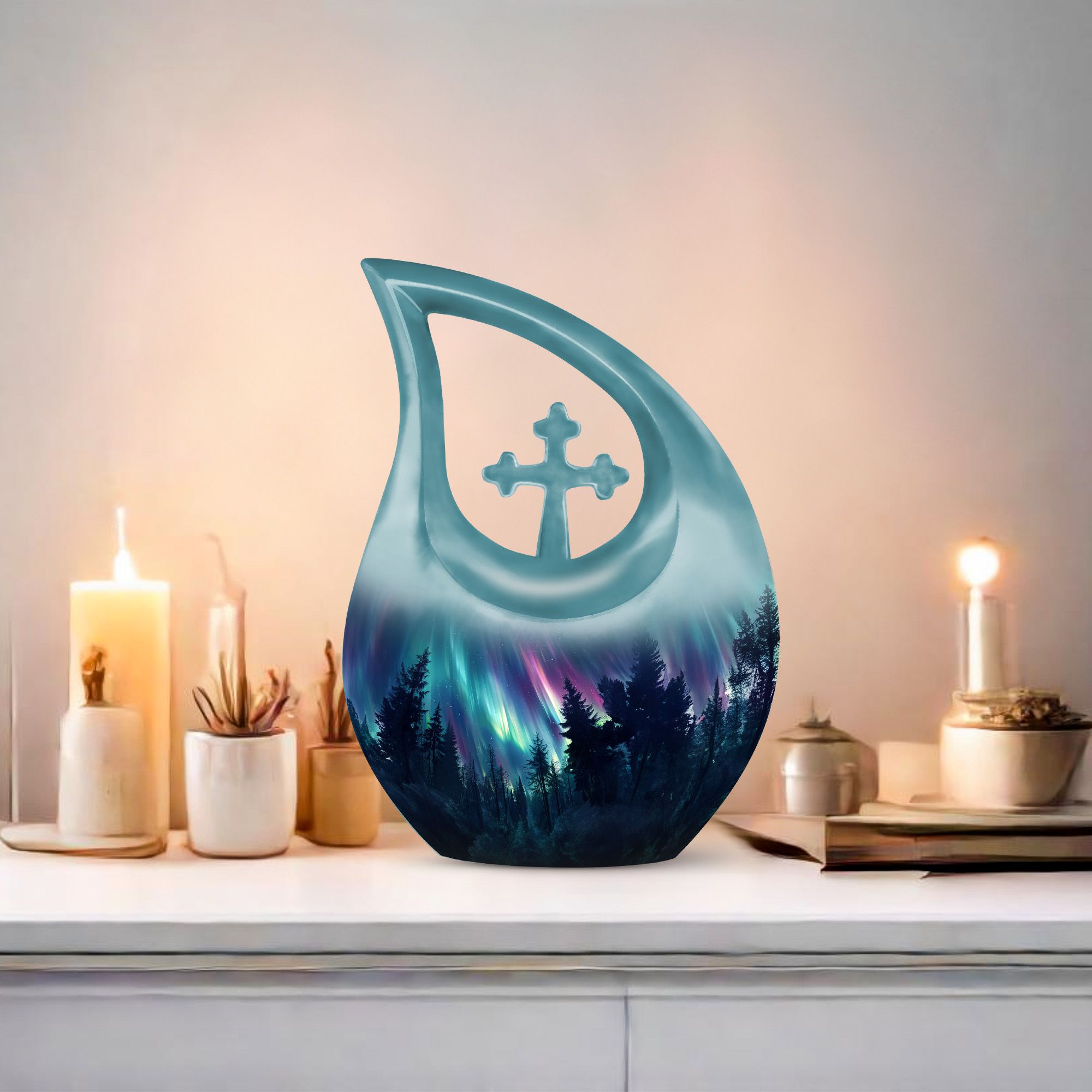 MUKTIVE Aurora Large Funeral urns for Human Ashes Adult Women - Memorial urn for Human Ashes Adult Male - Cremation Ashes 10 inch