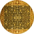 thumbnail image 1 of Ahgly Company Machine Washable Indoor Round Oriental Yellow Industrial Area Rugs, 6' Round, 1 of 4