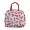 thumbnail image 2 of Lunch Bag Lunch Box for Women Reusable Insulated Lunch Bags,Water-Resistant Red Lobster Animal Pattern on Blue Stripes Cooler Lunch Tote Bag, Large Capacity for Work Travel Picnic, 2 of 6